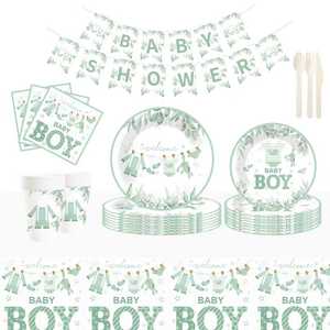 ชุดอุปกรณ์ตกแต่งงานเลี้ยงเปิดเผยเพศลูกน้อย DAMAI สำหรับทีมเด็กชาย จานกระดาษ ผ้าเช็ดปาก ของใช้บนโต๊ะอาหารแบบใช้แล้วทิ้งสำหรับงานเลี้ยงฉลองทารก สำหรับแขก 8 ท่าน - Product Image 1