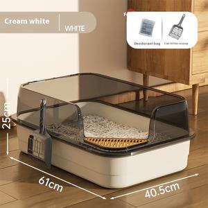 Halbgeschlossene Umweltfreundliche Große Katzenkiste aus Kunststoff, Leicht zu Reinigen, Geruchsbeseitigung, Katzentoilette - Product Image 5
