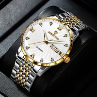 BINBOND jam tangan Quartz pria antiair, jam tangan olahraga bercahaya dengan tampilan kalender tanggal 3034