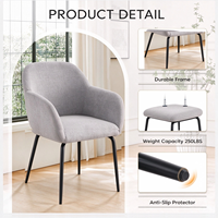 Chaise de salle à manger de style nordique minimaliste avec revêtement en tissu, base en métal et pieds antidérapants pour salon, appartement, maison