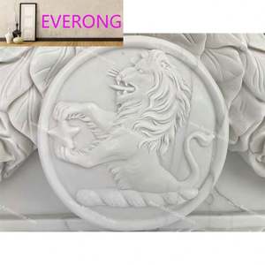 Grote witte marmeren elektrische haard voor villa - Groot schouwmeubel met op maat gemaakte verwarming - Product Image 3