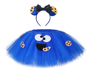 Enfant en bas âge bébé filles Tutu jupe mignon Cookie dessin animé enfants Tulle jupes pour enfants fille bleu Tutus robe de bal Halloween Costumes