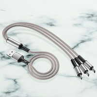 Cable de Carga Rápida USB 3 en 1 con Trenzado de Nailon, Precio de Fábrica, Duradero, para iPhone/Tipo-C/Android, Puerto de Carga para iPhone Lightning