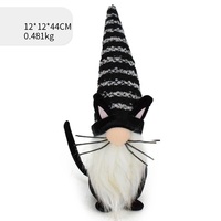 Poupée goblin chat noir rayé d'Halloween, poupée sans visage, ornement gnome, décoration elfe animal chaton