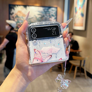 เคสโทรศัพท์ TPU ป้องกันการกระแทกแบบพับได้ลายผีเสื้อกากเพชรส่องแสงเป็นประกายวิบวับสำหรับ <span class=keywords><strong>Samsung</strong></span> Galaxy Galaxy Z <span class=keywords><strong>flip</strong></span> 6 5 4 <span class=keywords><strong>3</strong></span> ZFlip5 Flip6 - Product Image 5
