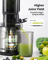 Extracteur de jus à froid GDOR avec goulotte d'alimentation de 108 mm, puissant, 200 W, pour fruits