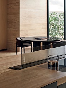 Mueble de Cocina Moderno con Puerta de Vidrio y Diseño de Panel de Madera para Área de Despensa de Oficina - Product Image 2