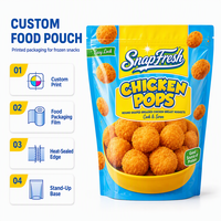 Sachet personnalisé à fond plat, qualité alimentaire PE/AL/PET, résistant à l'humidité, refermable avec fermeture éclair, pour emballage de poulet frit surgelé