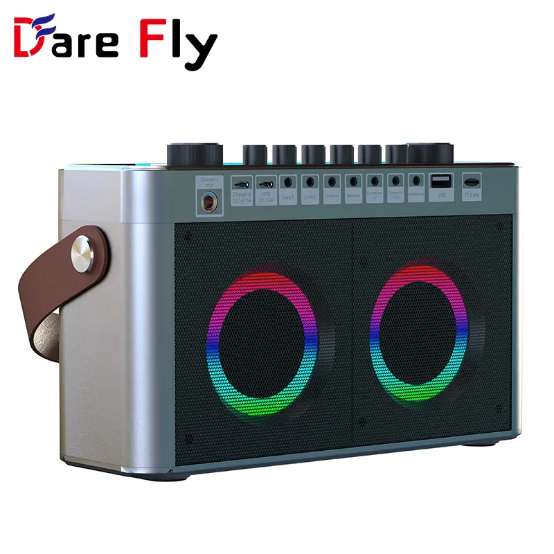 Custom Color Wireless HIFI Speaker 3D Stereo Broadcast Audio Mixer Portable Gaming Microphone Speakers Bluetooth Sound Card Box
