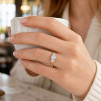 Bague de fiançailles de luxe en or 14 carats avec diamant de laboratoire certifié taille marquise hollandaise pour femme – Cadeau