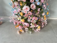 Coloré soie Rose fleur mur pour mariage Floral fond scène accessoires jardin arc toile de fond décor Floral thème