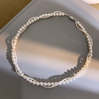 Collier double couche en bambou et perles géométriques pour femme, style sportif, inaltérable, polyvalent, haut de gamme, idéal pour l'été, bijou simple pour la clavicule