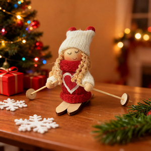 Fournitures de décoration de Noël, ornements de Noël créatifs, poupée skieur, pendentif pour arbre de Noël, mini-poupée - Product Image 2