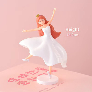 Homesun, recién llegado, bailarina de <span class=keywords><strong>ballet</strong></span> con falda blanca, Topper de pastel, muñecas decorativas, regalos de feliz cumpleaños, suministros para hornear - Product Image 3