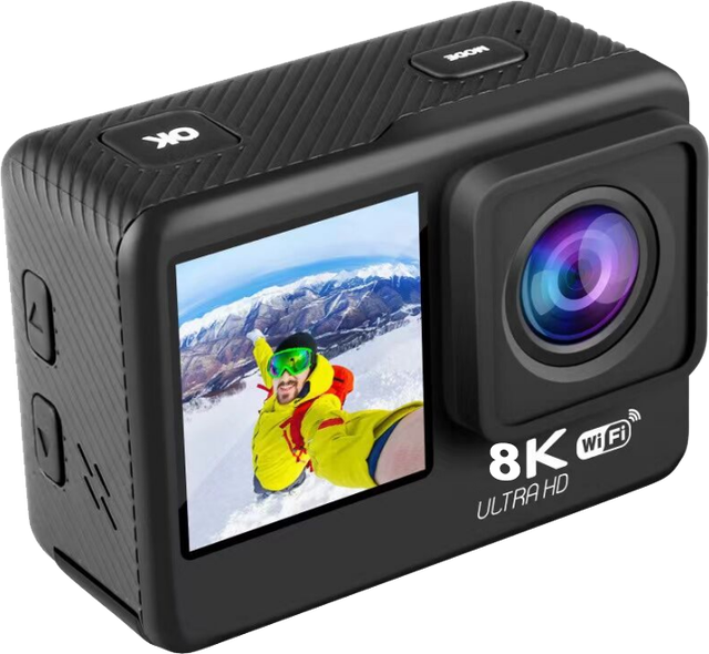 8K Dual Screen EIS Waterproof 30M Sports Camera Remotes Camera Video Wifi Action Camera with Wireless Microphone Anti Shaking