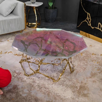 Moderner Luxus-Couchtisch aus Acryl und Edelstahl für Villa-Wohnzimmer Kreatives Design-Kunst-Couchtisch