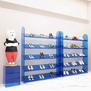 מתלה נעליים אקרילי ארגונית ניידת מתכווננת לחנות ולחנות נעליים