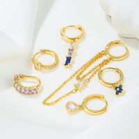 ZUOLA Nouvelle Collection : Parure de Boucles d'Oreilles Frangées en Saphir, Plaqué Or 18K, Laiton, Bijoux Tendance, Zircon Personnalisé, Lot de 6 Paires