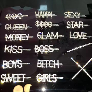Ms-715 personnalisé femmes enfants bébé pinces à cheveux lettre coréenne en gros Bling strass enfants épingles à cheveux pour filles femmes accessoires - Product Image 4