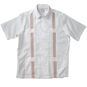 OEM produttore Guayabera <span class=keywords><strong>camicia</strong></span> da uomo in cotone 100% manica <span class=keywords><strong>corta</strong></span> con ricamo e Logo personalizzato di servizio - Product Image 4