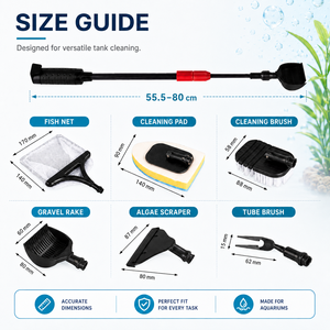 Ensemble d'outils d'entretien d'<span class=keywords><strong>aquarium</strong></span> multifonctionnel avec 6 têtes interchangeables, manche long réglable, OEM/ODM, respectueux de l'environnement - Product Image 5