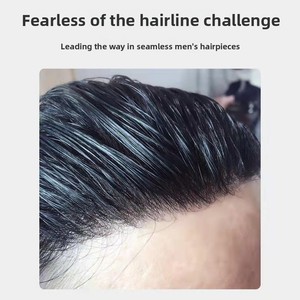 Perruque ultra-fine pour hommes, tissée à la main, avec frange frontale invisible, <span class=keywords><strong>cheveux</strong></span> courts dégradés, volume Zhejiang - Product Image 3