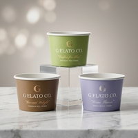 Vente en gros de bols en papier jetables écologiques personnalisés pour yaourt glacé, glace pilée, emballage de crème glacée avec couvercles et cuillères