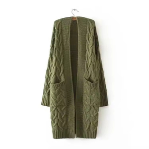 Cardigan long en tricot respirant pour femme, ouvert sur le devant, idéal pour l'automne et l'hiver, vente en gros - Product Image 6