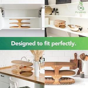Wooden Multi Layer Storage Rack 3 Tier Kitchen Organizer For Tableware And Snacks <b>Desktop</b> <b>Shelf</b> With Adjustable Design - Product Image 3