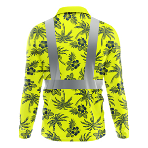 Huỳnh quang Khả năng hiển thị cao phản quang an toàn polo Áo sơ mi Hawaii dài tay áo Hi VIS bảo hộ lao động nhanh khô xây dựng làm việc mặc - Product Image 5