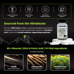 Cápsulas de Shilajit 8 en 1 de Marca Privada OEM con Rhodiola Rosea, Ginseng, Ashwagandha, Suplemento Nutricional - Product Image 2