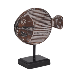 Statuetta di pesce in legno su supporto, scultura costiera per decorazioni domestiche, bagno, ufficio, espositore da scaffale, dettagli intagliati - Product Image 2