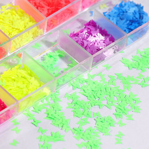 Misscheering 12 couleurs, paillettes fluorescentes en forme de papillon pour nail art, paillettes 3D colorées, accessoires de manucure - Product Image 6