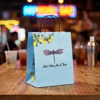 Emballages à emporter écologiques, jetables, recyclables et biodégradables personnalisés, sacs en papier kraft pour la restauration rapide avec poignées pour restaurant, bar