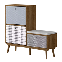 Meuble d'entrée moderne et minimaliste en bois, grande capacité de rangement, étagère à chaussures, tiroir à coussins, gain de place, 2 étagères, salon