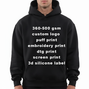 เสื้อฮู้ดผู้ชายปรับแต่ง500GSM XS-XL มีฮู้ดแบบมีฮู้ดผ้าฟลีซแนวสตรีท OEM ใส่โลโก้ได้ในฤดูใบไม้ร่วง - Product Image 1