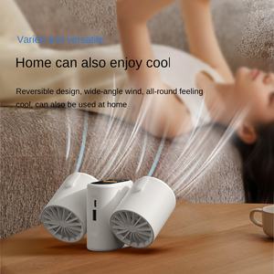 2025 nuevo ventilador pequeño colgante de cintura de viento alto <span class=keywords><strong>violencia</strong></span> de turbina de doble cabeza para deportes al aire libre operación de alta temperatura de alimentación USB - Product Image 4