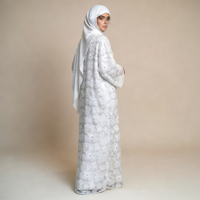 Nouvelle robe Abaya pour femme, respirante, portable, coupe ajustée, longueur cheville, pour le Ramadan et le printemps - Polyester, grande taille, faite à la main