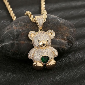 จี้หมีฮิปฮอปทองชุบ 14K ประดับเพชร CZ สำหรับเด็กและผู้ใหญ่ ดีไซน์ใหม่ล่าสุด - Product Image 6