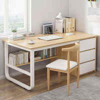 Bureau en bois moderne et simple Table d'ordinateur en fer Meubles à tiroirs durables pour bureau à domicile Chambre à coucher pour petits