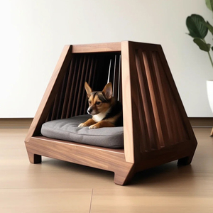 カスタマイズされた家具メーカーの高級屋内木製猫と犬の家ボタンクロージャー付き持続可能な動物のパターン - Product Image 6