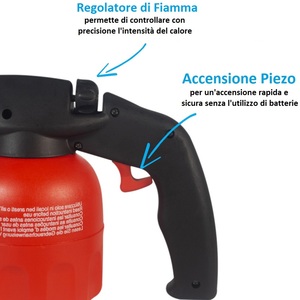 Bruciatore a gas con cartuccia da 190 gr, accensione piezoelettrica e regolatore di fiamma per brasatura in rame - Product Image 4