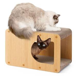 <span class=keywords><strong>Maison</strong></span> à gratter pour chat en <span class=keywords><strong>carton</strong></span>, griffoir ondulé de 17 pouces pour chats d'intérieur, tapis à gratter pour chaton, marron - Product Image 1
