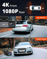Nouvelle caméra de tableau de bord de 3.2 pouces double objectif Ultra HD réel 4K caméra DVR de voiture WIFI GPS vue arrière Vision nocturne WDR enregistreur vidéo 24H Parking