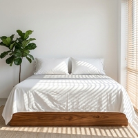 Parure de draps 4 pièces qualité hôtelière, douce et résistante, blanc uni, polyester/coton, linge de lit écologique toutes saisons pour la maison