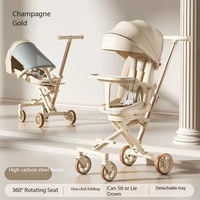 Poussette bébé en acier haute teneur en carbone, siège rotatif à 360°, inclinaison à 175°, harnais 5 points, pliage à une touche, autorisée en avion