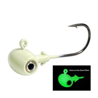 Anzuelo de cabeza de martillo ovalado de 7g, 10g, 14g con ojo de pez 3D bicolor, opción de brillo en acero de alto carbono para pesca de lubina en agua dulce
