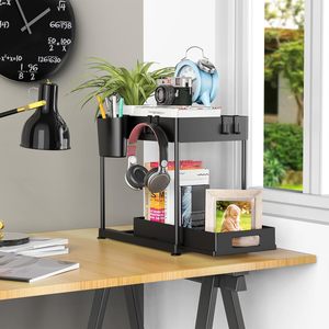 2 Tier Pull Out Under Sink Organizers and <b>Storage</b> Under <b>Kitchen</b> Sink Organizer with Drawer - Product Image 2