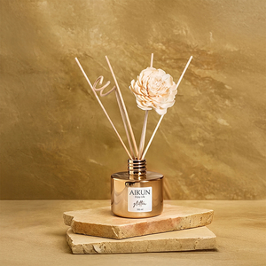 Aikun Low MOQ 100ml Round Glass White Box Gold Foil Logo Any Scent 60-Day Lasting Reed <b>Diffuser</b> Gift Set for Decor Shops Buyer - Product Image 3