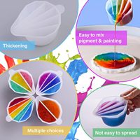 Gobelet de mélange multi-compartiments en silicone pour peinture, 2/3/4/5 canaux, pour mélange de couleurs, art fluide, marbrage, design Bear Brick, usage domestique